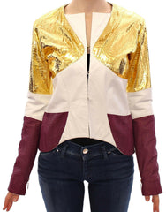 Vladimiro Gioia White Gold Purple Leather Jacket -   -  Vladimiro Gioia.