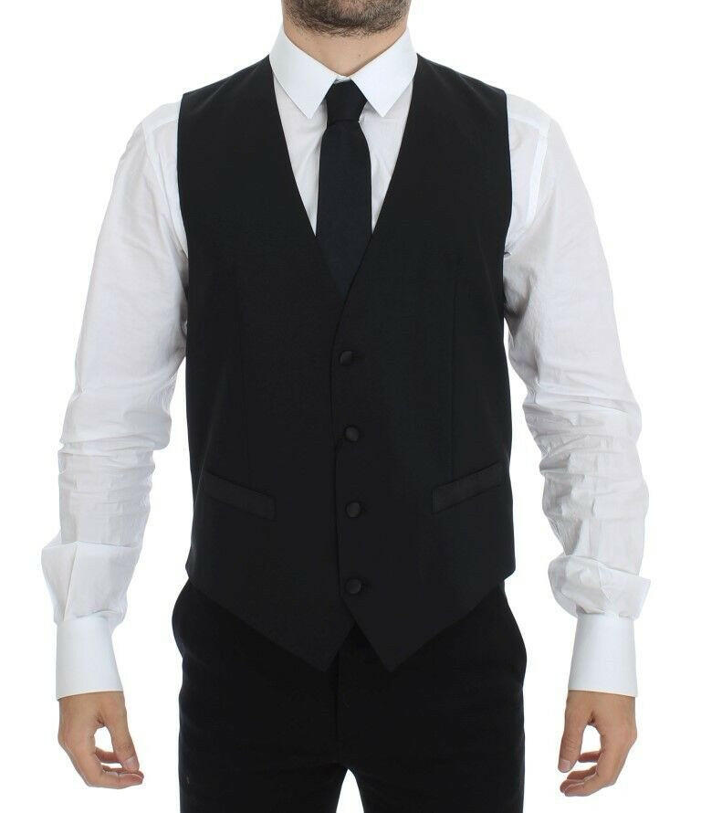 Dolce & Gabbana Black Wool Silk Stretch Dress Vest Blazer -  Vests for Men Suits -  Dolce & Gabbana.