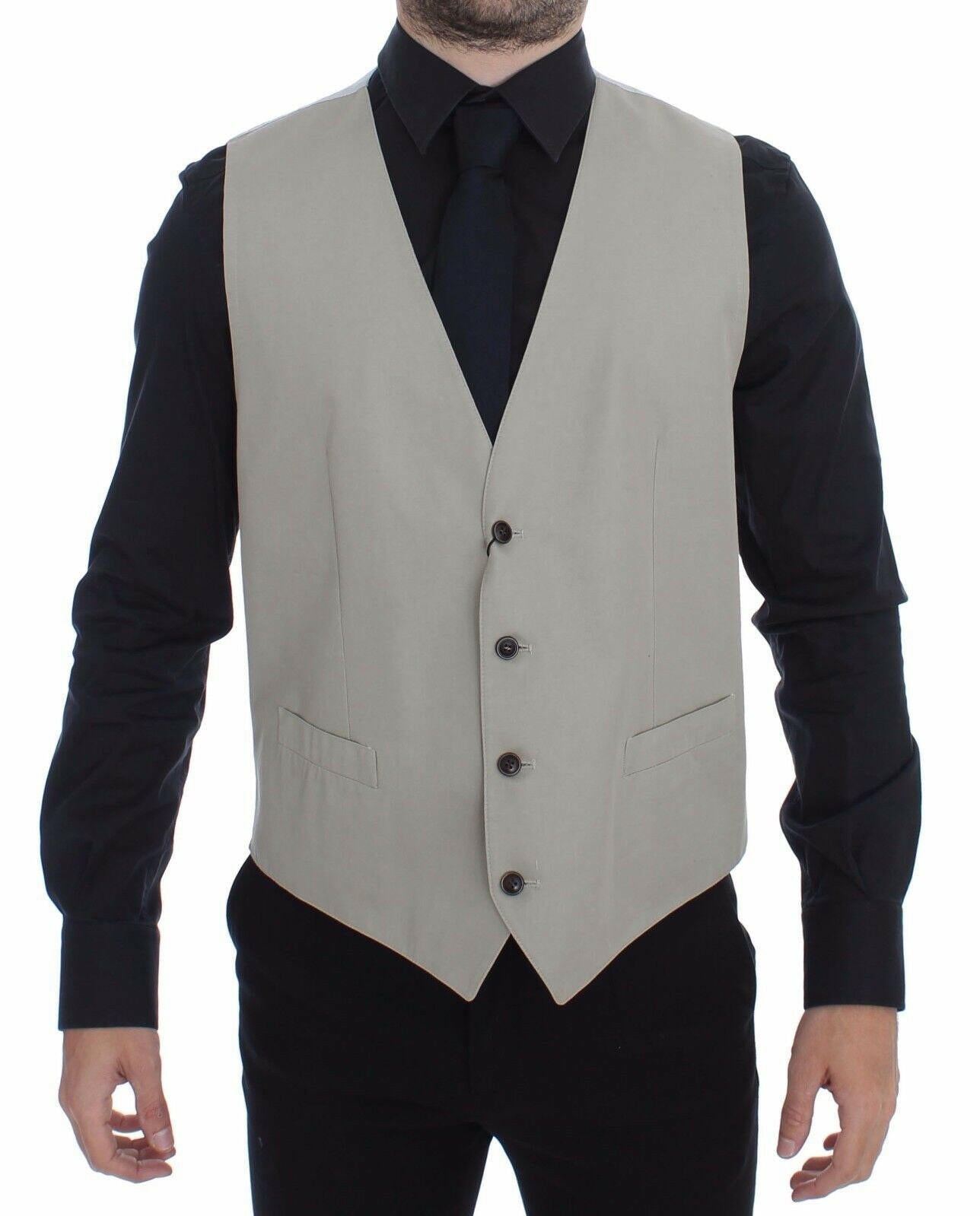 Dolce & Gabbana Beige Cotton Silk Blend Dress Vest Blazer -  Vests for Men Suits -  Dolce & Gabbana.