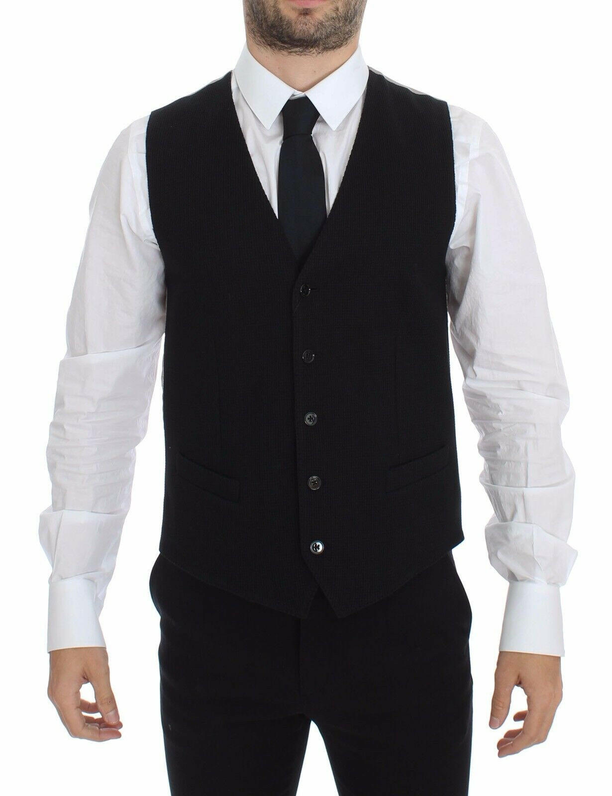 Dolce & Gabbana Black Cotton Dress Vest Blazer Jacket -  Vests for Men Suits -  Dolce & Gabbana.
