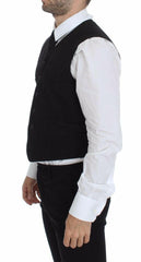 Dolce & Gabbana Black Flax Cotton Dress Vest Blazer -  Vests for Men Suits -  Dolce & Gabbana.