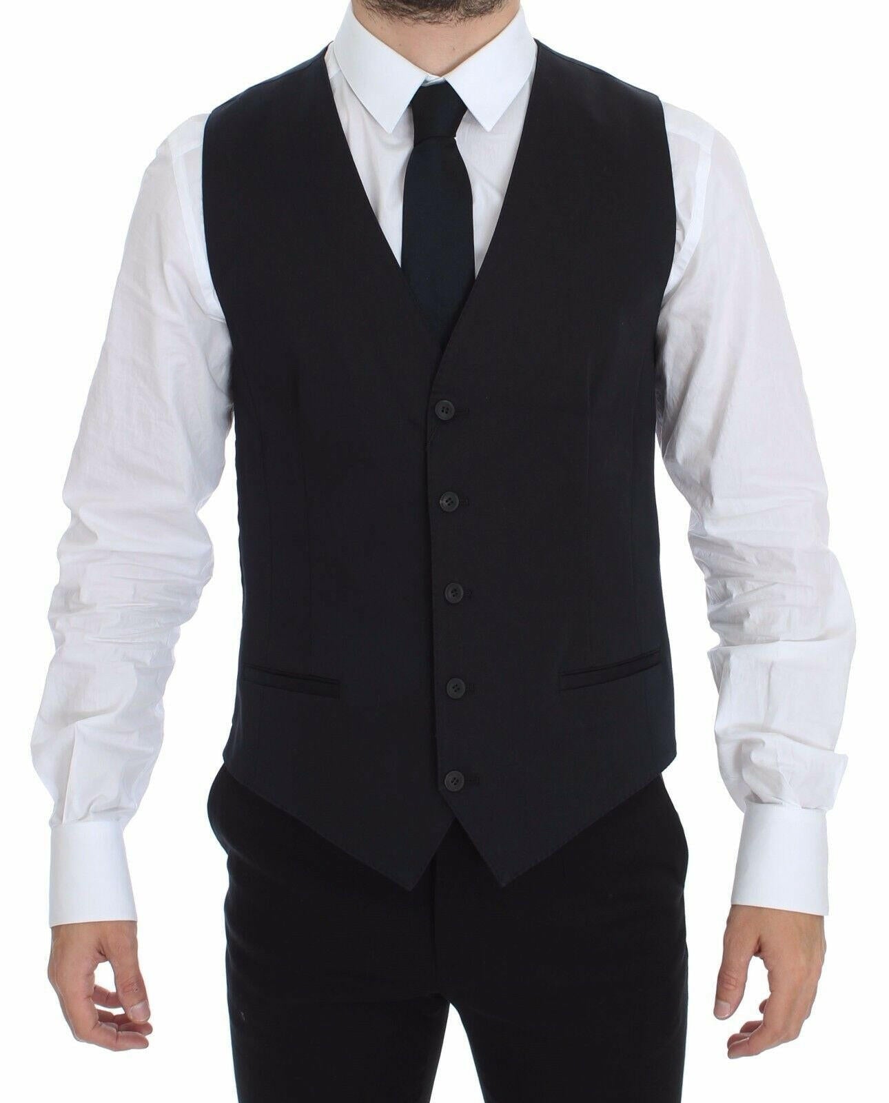 Dolce & Gabbana Blue Cotton Stretch Dress Vest Blazer -  Vests for Men Suits -  Dolce & Gabbana.