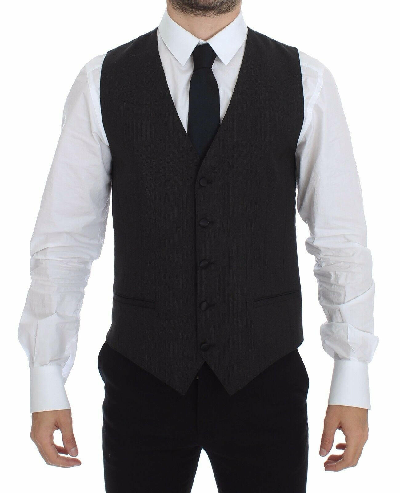 Dolce & Gabbana Gray Wool Stretch Dress Vest Blazer -  Vests for Men Suits -  Dolce & Gabbana.