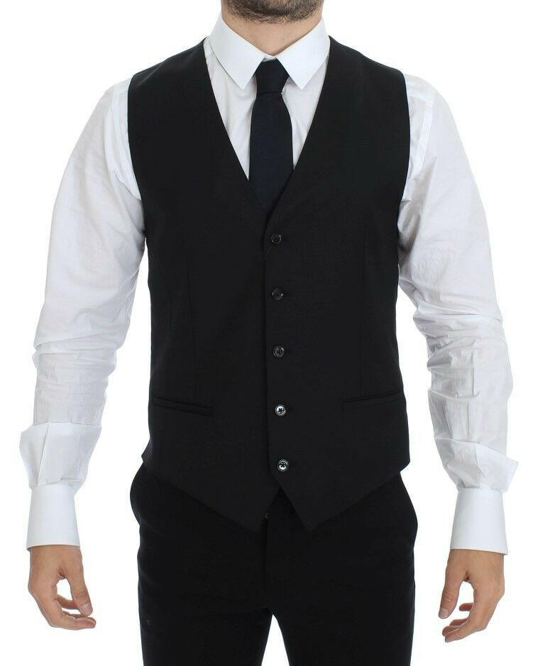 Dolce & Gabbana Black Wool Silk Stretch Dress Vest Blazer -  Vests for Men Suits -  Dolce & Gabbana.