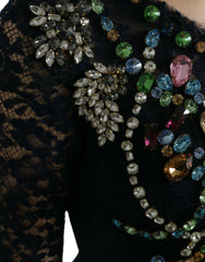 Dolce & Gabbana Blue Crystal Floral Lace Long Gown Dress -   -  Dolce & Gabbana.