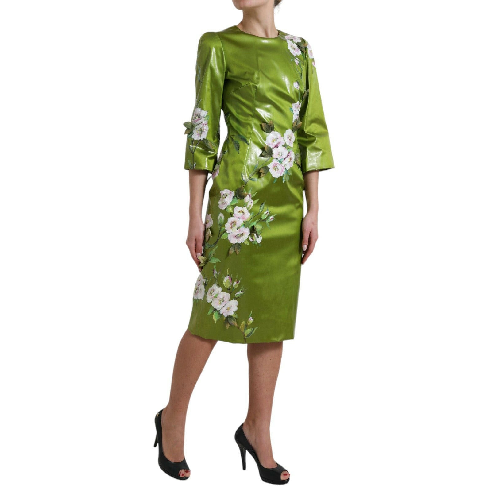 Dolce & Gabbana Green Floral Embellished Sheath Midi Dress -   -  Dolce & Gabbana. Dolce & Gabbana Green Floral Embellished Sheath Midi Dress -   -  Dolce & Gabbana.