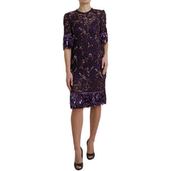 Dolce & Gabbana Purple floral lace crystal embedded dress -   -  Dolce & Gabbana.