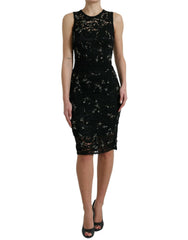 Dolce & Gabbana Black Floral Lace Crystal Sheath Dress -   -  Dolce & Gabbana.