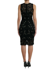 Dolce & Gabbana Black Floral Lace Crystal Sheath Dress -   -  Dolce & Gabbana.
