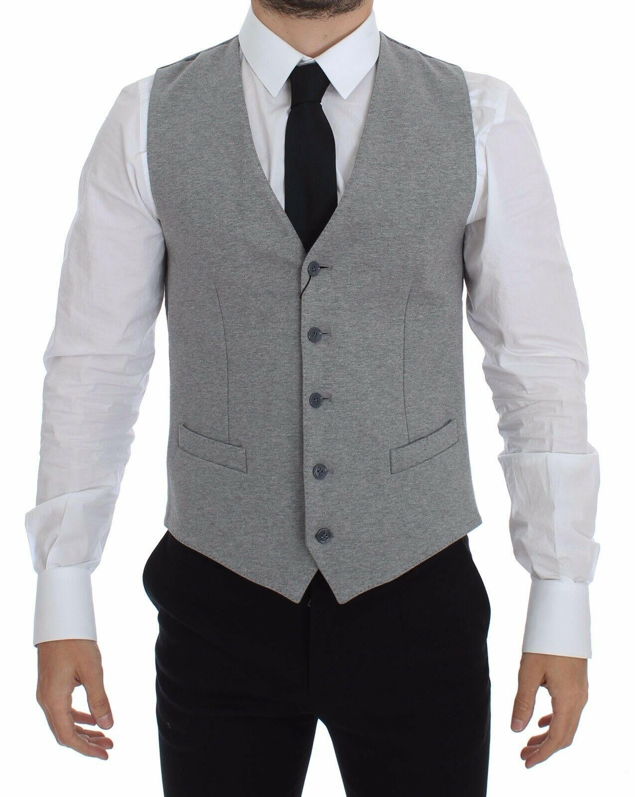 Dolce & Gabbana Gray Cotton Stretch Dress Vest Blazer -  Vests for Men Suits -  Dolce & Gabbana.