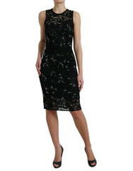 Dolce & Gabbana Black Floral Lace Crystal Sheath Dress -   -  Dolce & Gabbana.