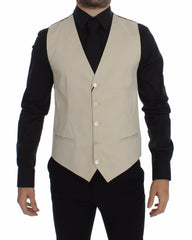 Dolce & Gabbana Beige Cotton Stretch Dress Vest Blazer -  Vests for Men Suits -  Dolce & Gabbana.
