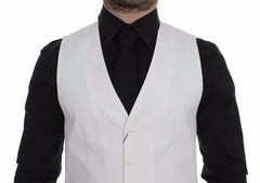 Dolce & Gabbana White Cotton Silk Blend Dress Vest Blazer -  Vests for Men Suits -  Dolce & Gabbana.