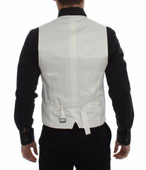 Dolce & Gabbana White Cotton Silk Blend Dress Vest Blazer -  Vests for Men Suits -  Dolce & Gabbana.