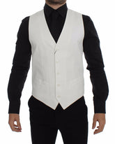 Dolce & Gabbana White Cotton Silk Blend Dress Vest Blazer -  Vests for Men Suits -  Dolce & Gabbana.