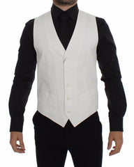 Dolce & Gabbana White Cotton Silk Blend Dress Vest Blazer -  Vests for Men Suits -  Dolce & Gabbana.