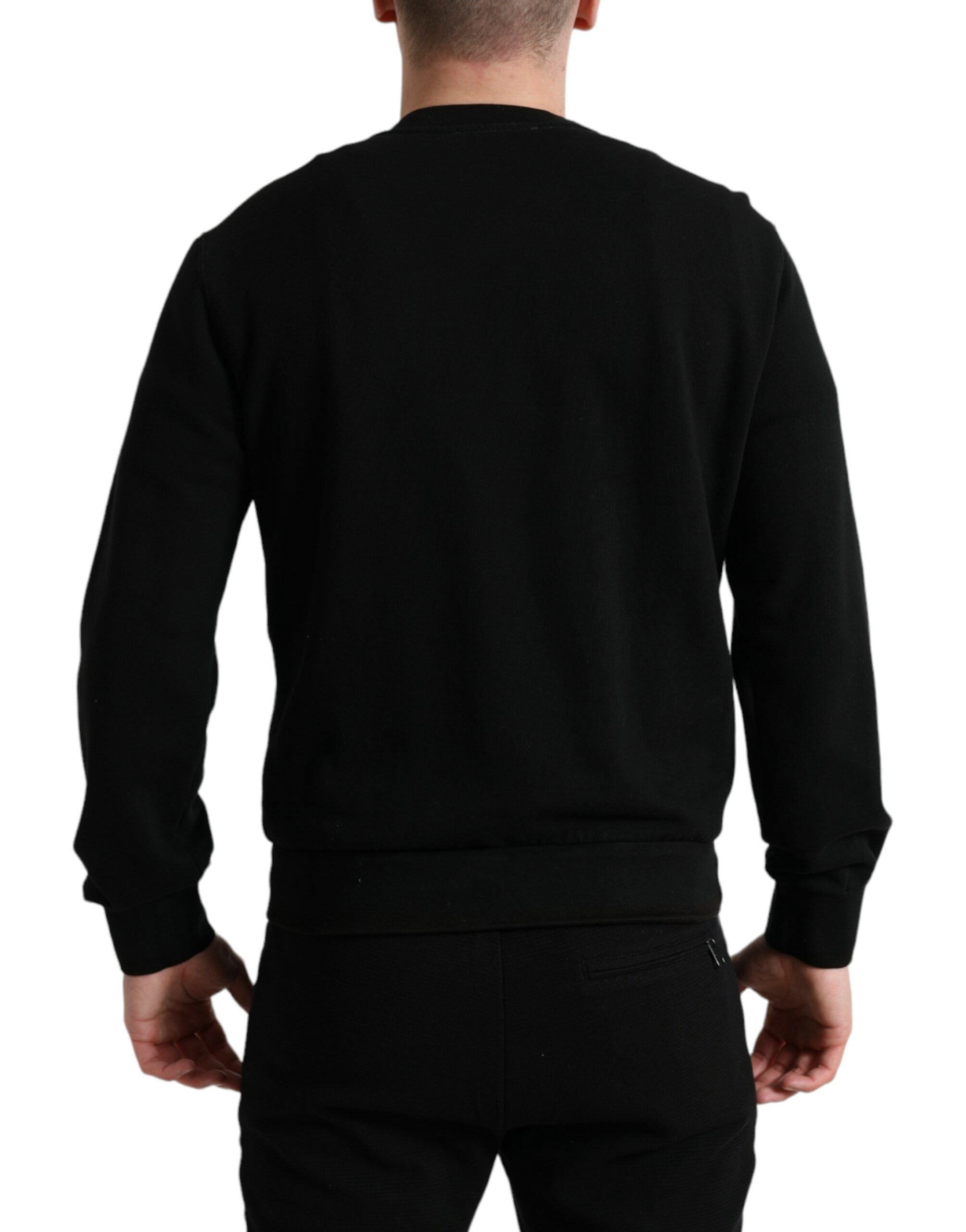 Dolce & Gabbana Black Cotton Crew Neck Men Pullover Sweater -   -  Dolce & Gabbana. Dolce & Gabbana Black Cotton Crew Neck Men Pullover Sweater -   -  Dolce & Gabbana.