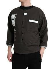 Dolce & Gabbana Dark Gray Cotton Button Down Pullover Sweater -   -  Dolce & Gabbana.