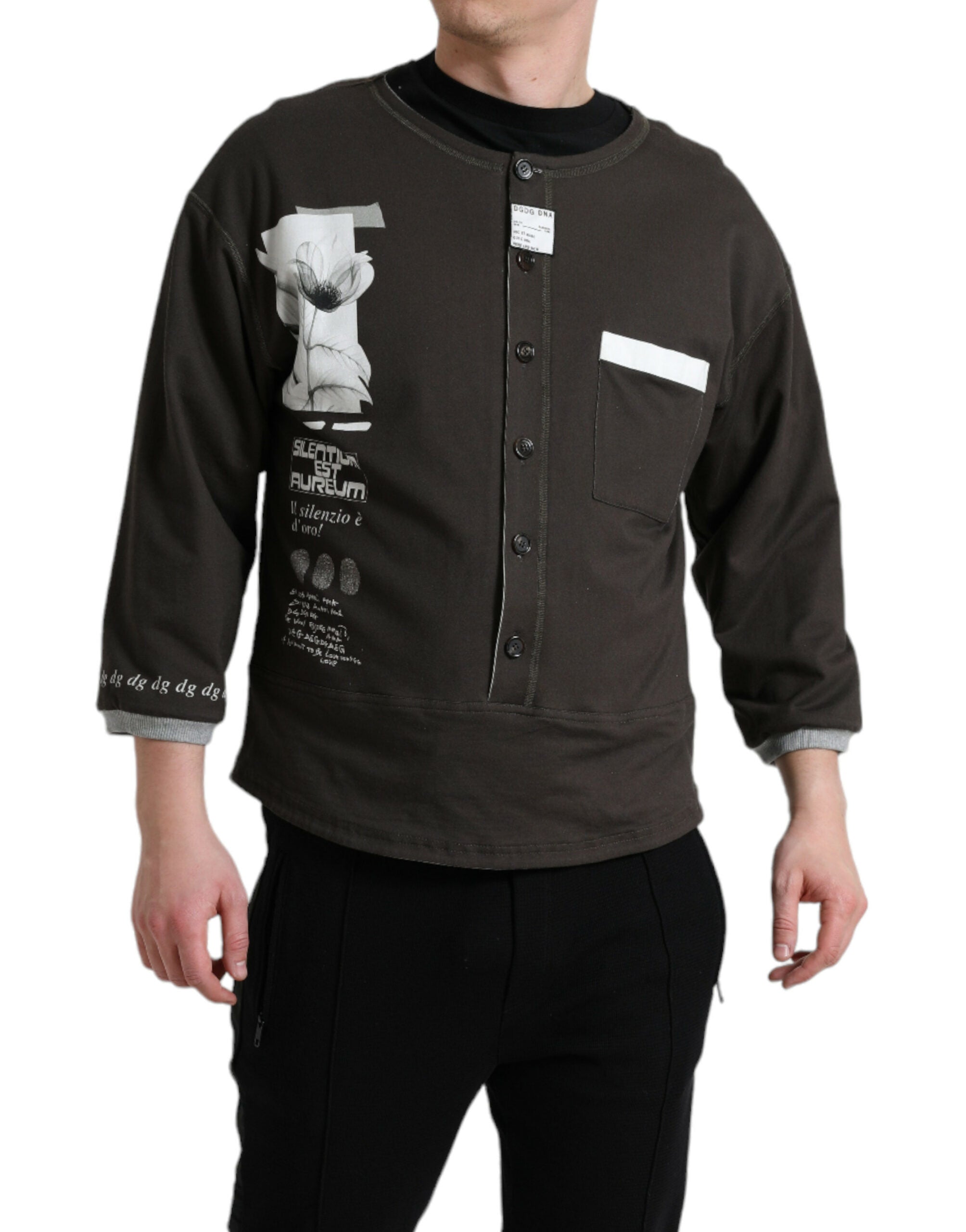 Dolce & Gabbana Dark Gray Cotton Button Down Pullover Sweater -   -  Dolce & Gabbana.