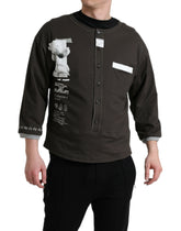 Dolce & Gabbana Dark Gray Cotton Button Down Pullover Sweater -   -  Dolce & Gabbana.