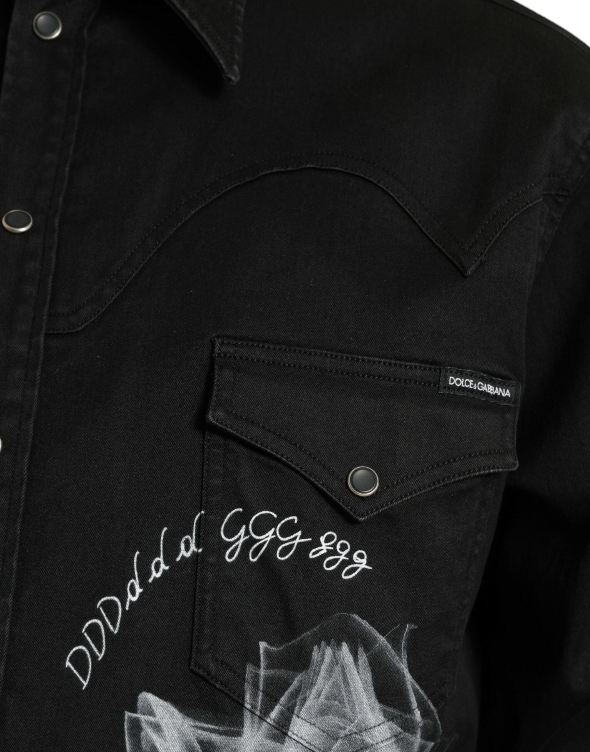 Dolce & Gabbana Black Floral Cotton Collared Dress Shirt -   -  Dolce & Gabbana. Dolce & Gabbana Black Floral Cotton Collared Dress Shirt -   -  Dolce & Gabbana.