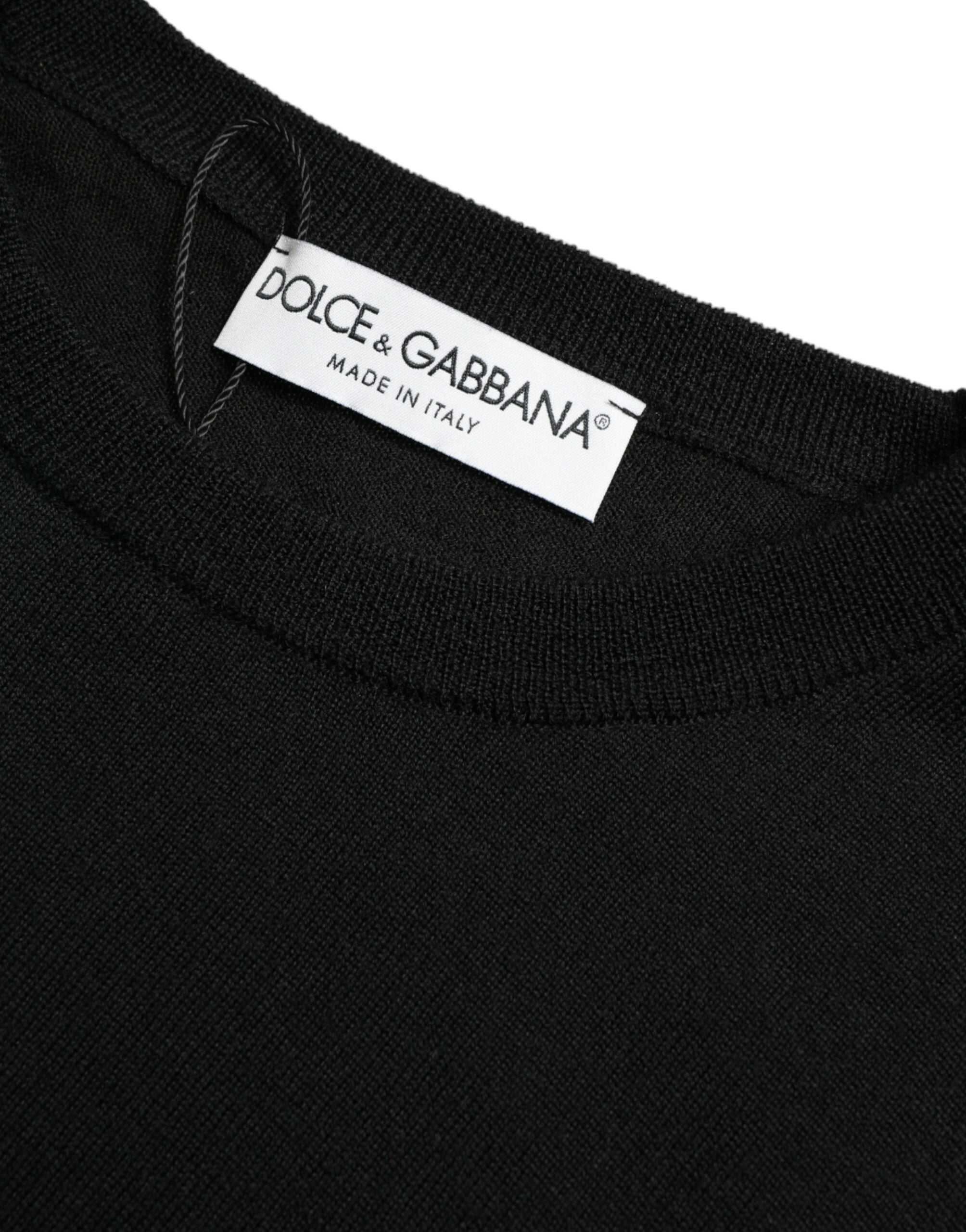 Dolce & Gabbana Black Wool Round Neck Pullover Sweater -   -  Dolce & Gabbana. Dolce & Gabbana Black Wool Round Neck Pullover Sweater -   -  Dolce & Gabbana.