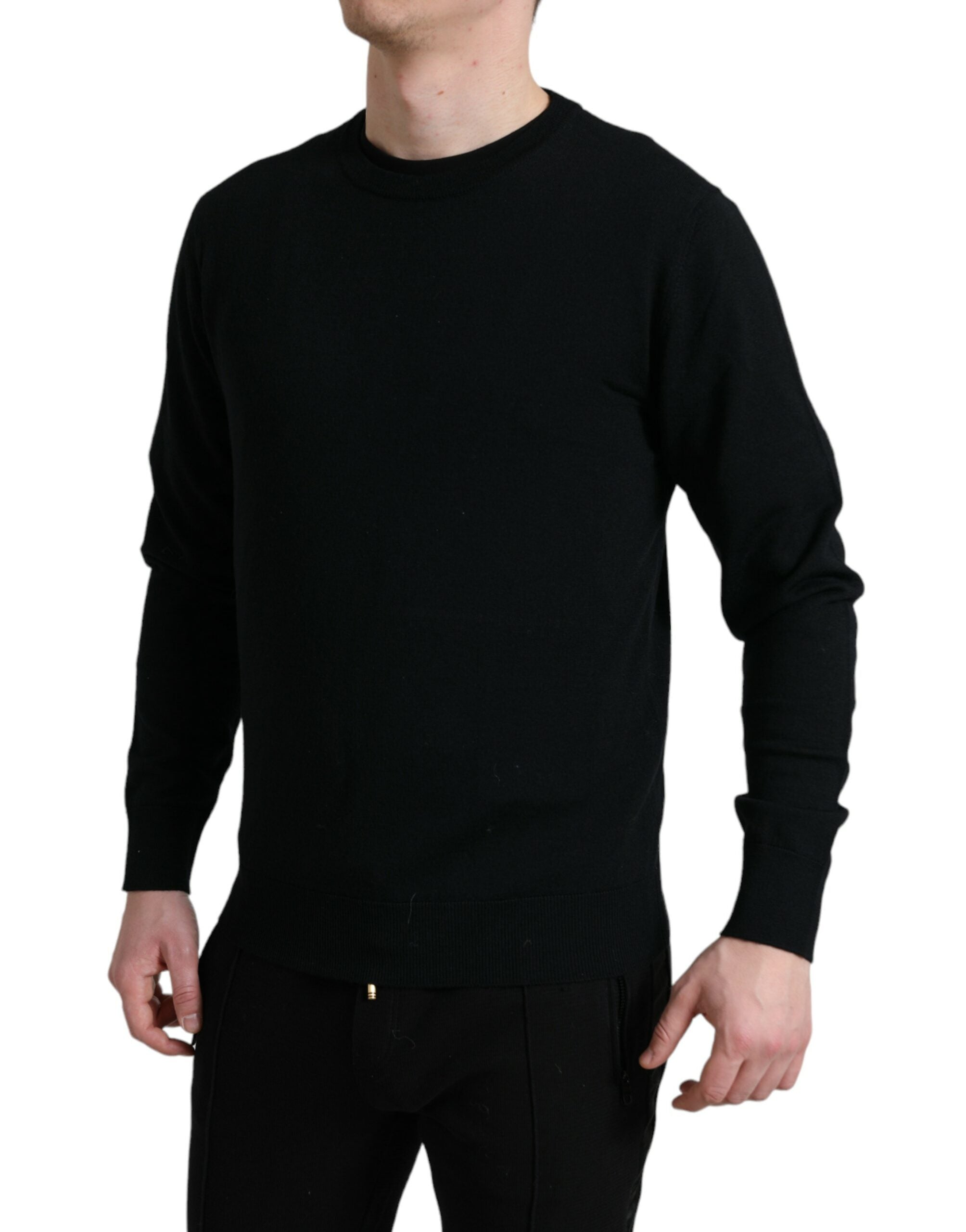 Dolce & Gabbana Black Wool Round Neck Pullover Sweater -   -  Dolce & Gabbana. Dolce & Gabbana Black Wool Round Neck Pullover Sweater -   -  Dolce & Gabbana.