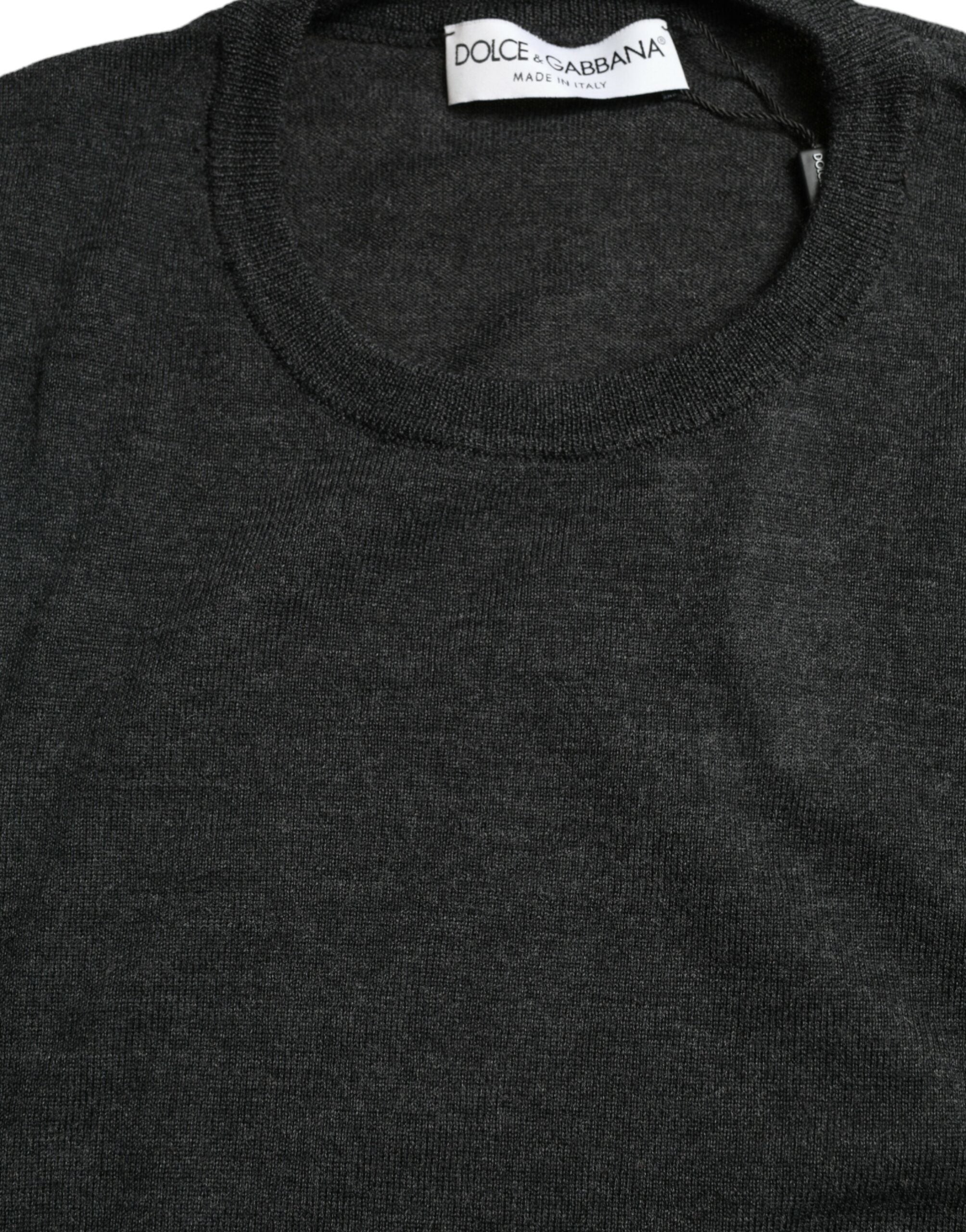 Dolce & Gabbana Gray Wool Round Neck Pullover Sweater -   -  Dolce & Gabbana. Dolce & Gabbana Gray Wool Round Neck Pullover Sweater -   -  Dolce & Gabbana.