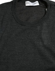 Dolce & Gabbana Gray Wool Round Neck Pullover Sweater -   -  Dolce & Gabbana.