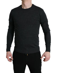 Dolce & Gabbana Gray Wool Round Neck Pullover Sweater -   -  Dolce & Gabbana.