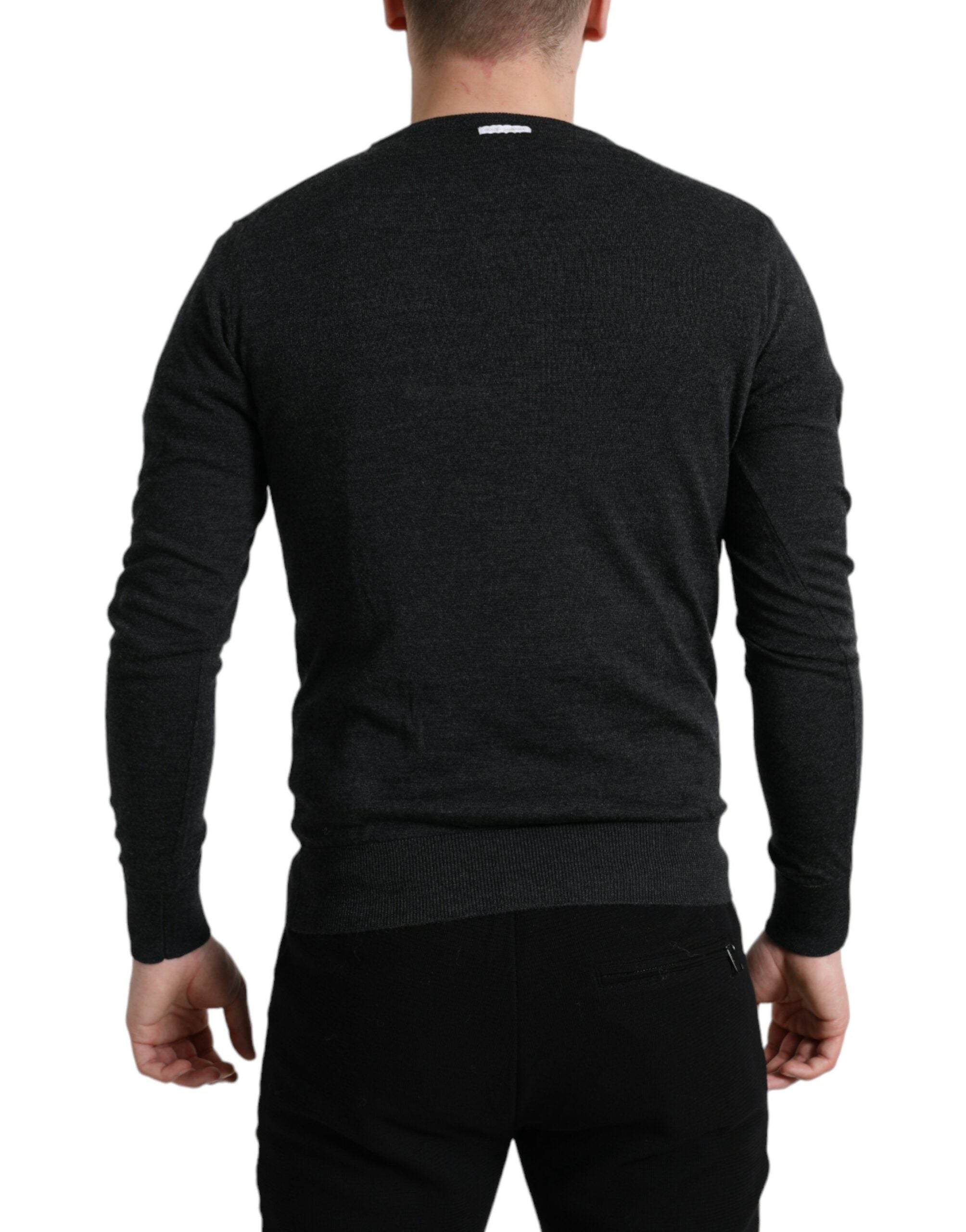 Dolce & Gabbana Gray Wool Round Neck Pullover Sweater -   -  Dolce & Gabbana. Dolce & Gabbana Gray Wool Round Neck Pullover Sweater -   -  Dolce & Gabbana.