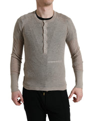 Dolce & Gabbana Henley Pullover Beige Cashmere Sweater -   -  Dolce & Gabbana.