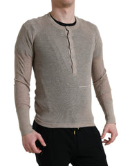 Dolce & Gabbana Henley Pullover Beige Cashmere Sweater -   -  Dolce & Gabbana.