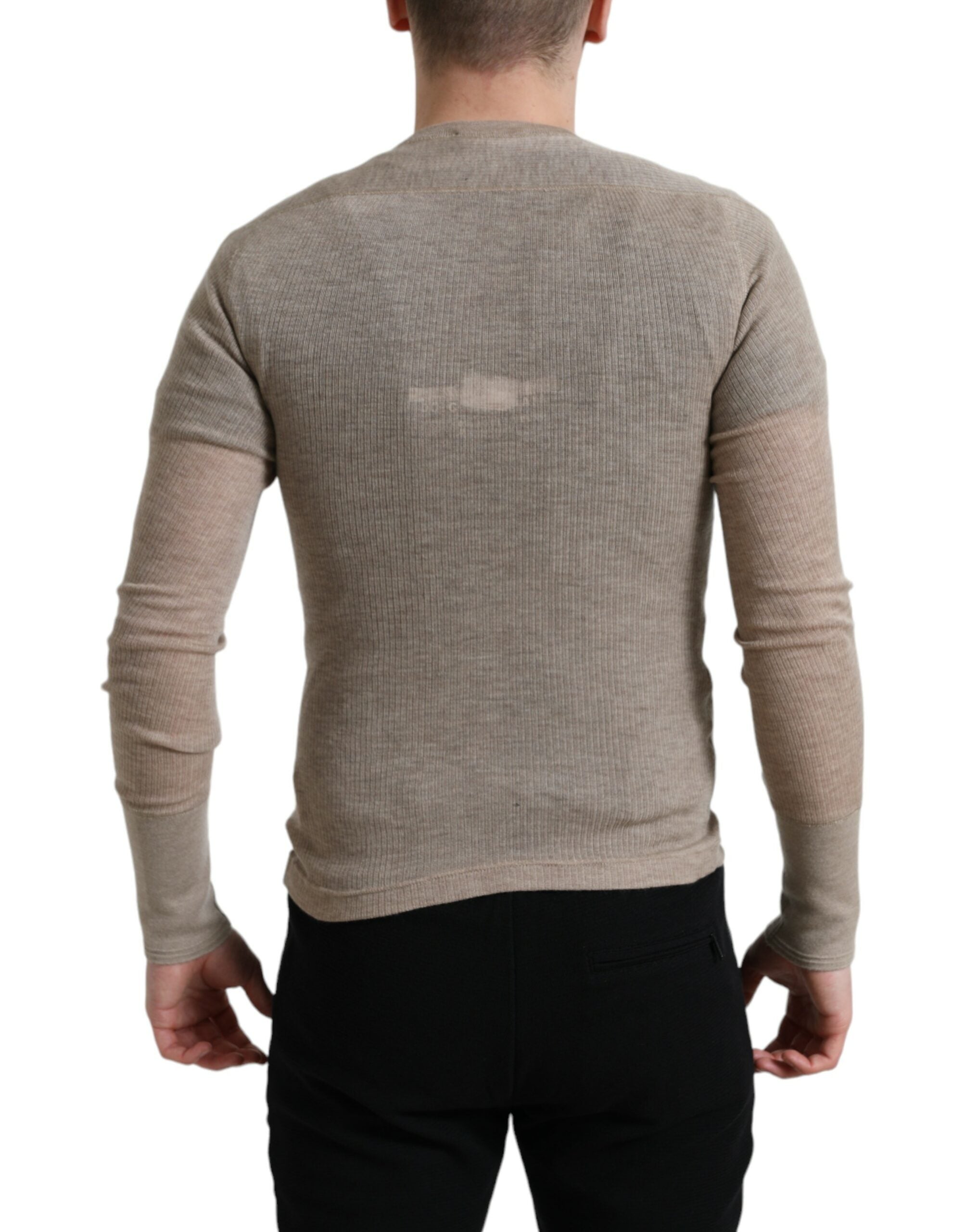 Dolce & Gabbana Henley Pullover Beige Cashmere Sweater -   -  Dolce & Gabbana. Dolce & Gabbana Henley Pullover Beige Cashmere Sweater -   -  Dolce & Gabbana.
