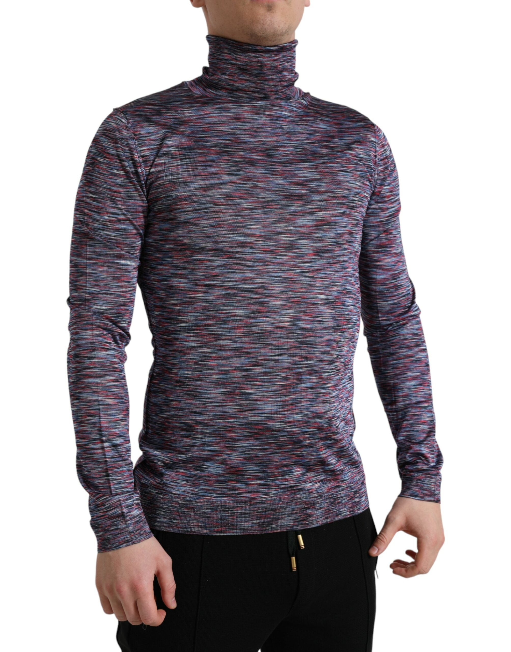 Dolce & Gabbana Blue Purple Turtleneck Pullover Sweater -   -  Dolce & Gabbana.