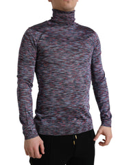 Dolce & Gabbana Blue Purple Turtleneck Pullover Sweater -   -  Dolce & Gabbana.