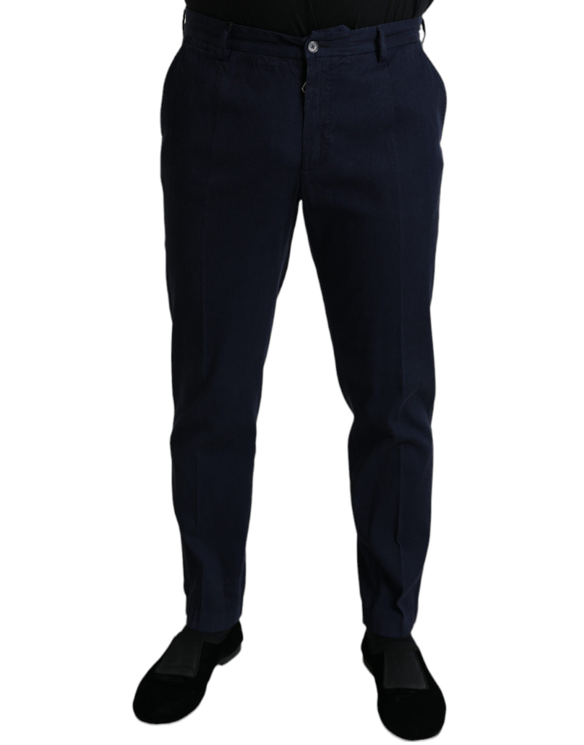 Dolce & Gabbana Dark Blue Cotton Stretch Slim Fit Dress Pants -   -  Dolce & Gabbana.
