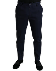 Dolce & Gabbana Dark Blue Cotton Stretch Slim Fit Dress Pants -   -  Dolce & Gabbana.