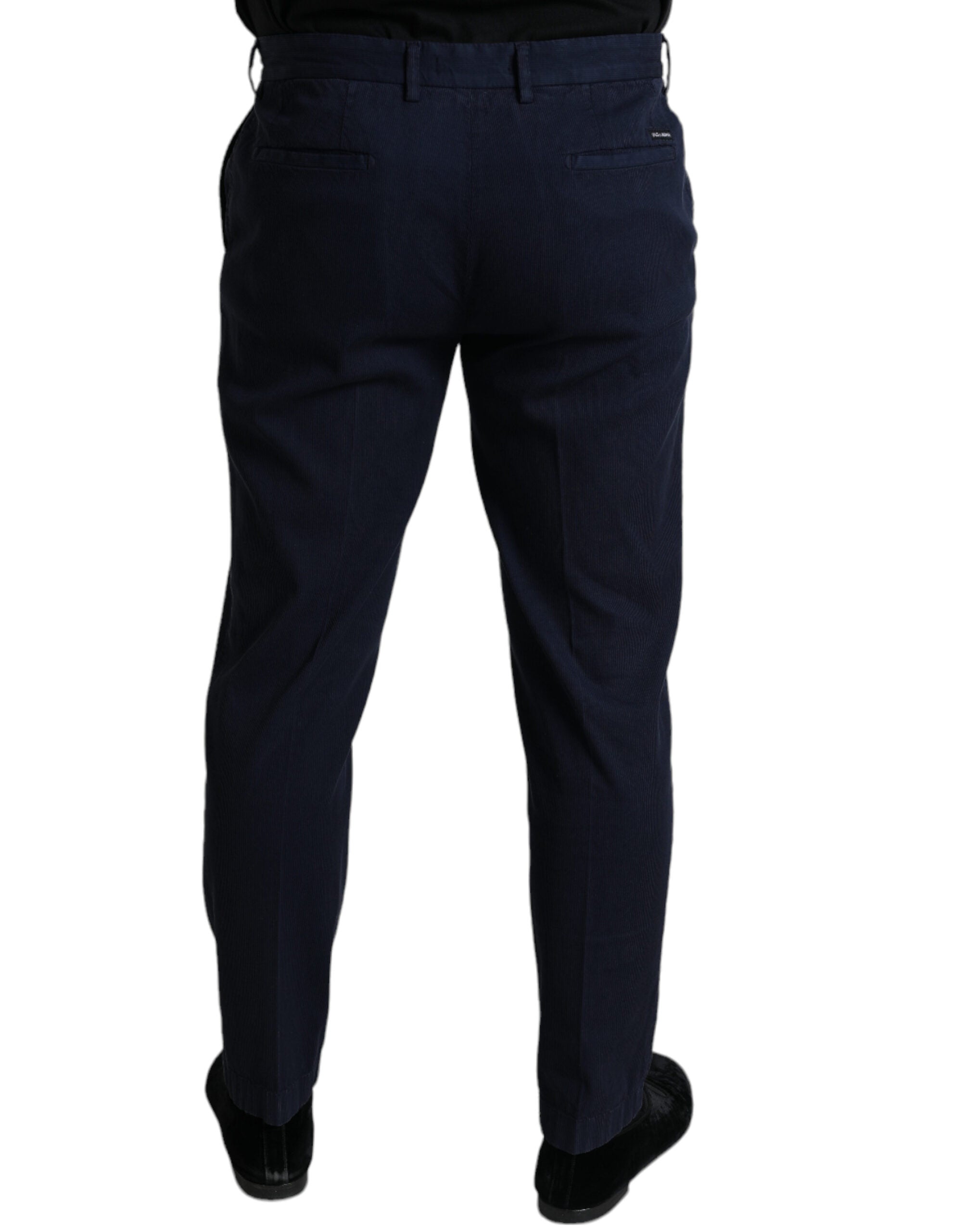 Dolce & Gabbana Dark Blue Cotton Stretch Slim Fit Dress Pants -   -  Dolce & Gabbana. Dolce & Gabbana Dark Blue Cotton Stretch Slim Fit Dress Pants -   -  Dolce & Gabbana.