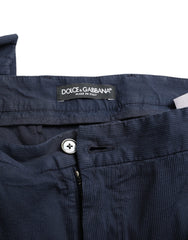 Dolce & Gabbana Dark Blue Cotton Stretch Slim Fit Dress Pants -   -  Dolce & Gabbana.