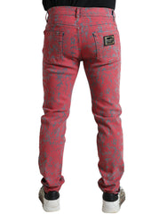 Dolce & Gabbana Red Cotton Dye Slim Fit Men Denim Jeans -   -  Dolce & Gabbana.