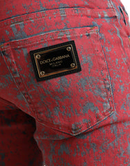 Dolce & Gabbana Red Cotton Dye Slim Fit Men Denim Jeans -   -  Dolce & Gabbana.