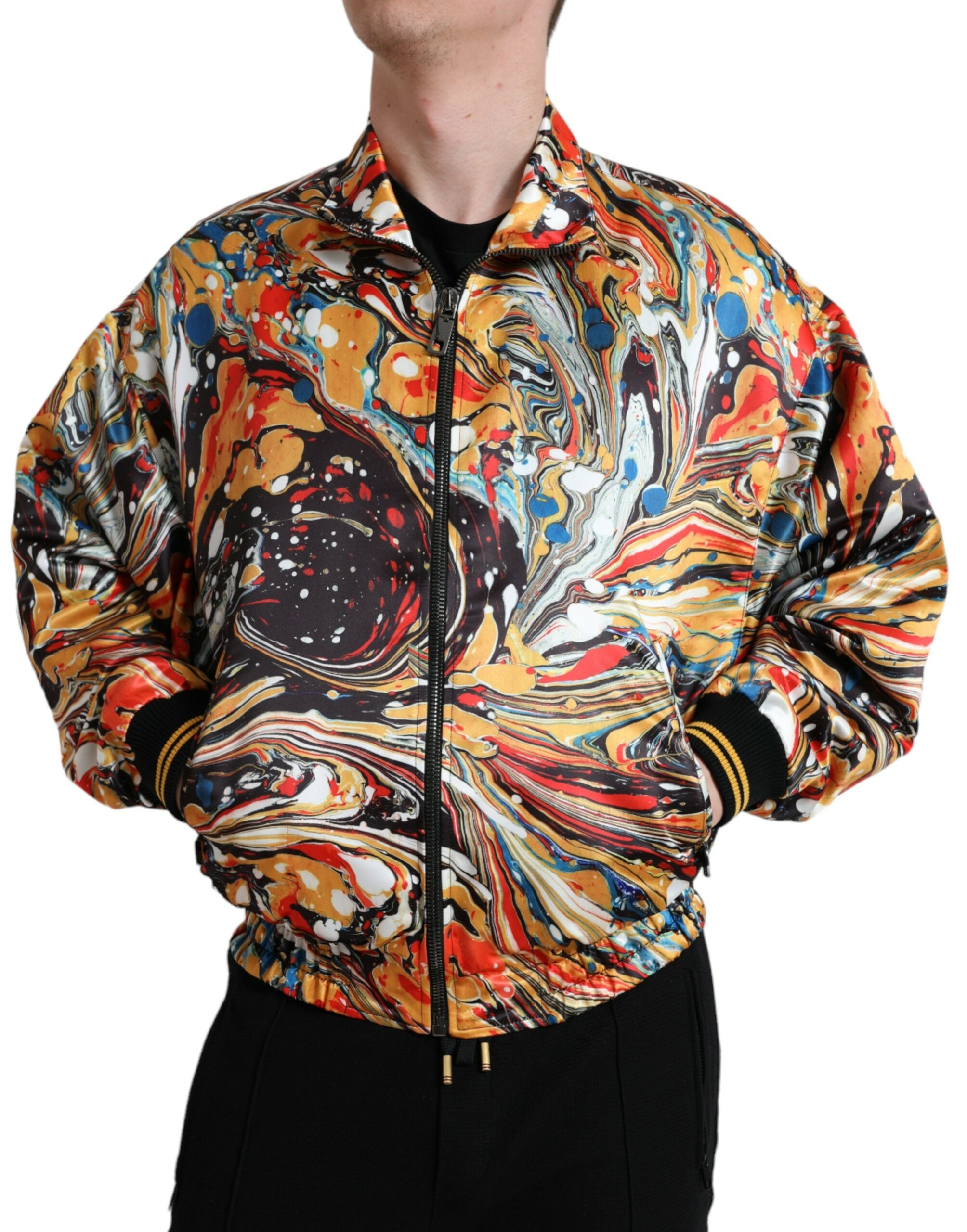 Dolce & Gabbana Multicolor Abstract Polyester Bomber Jacket -   -  Dolce & Gabbana. Dolce & Gabbana Multicolor Abstract Polyester Bomber Jacket -   -  Dolce & Gabbana.