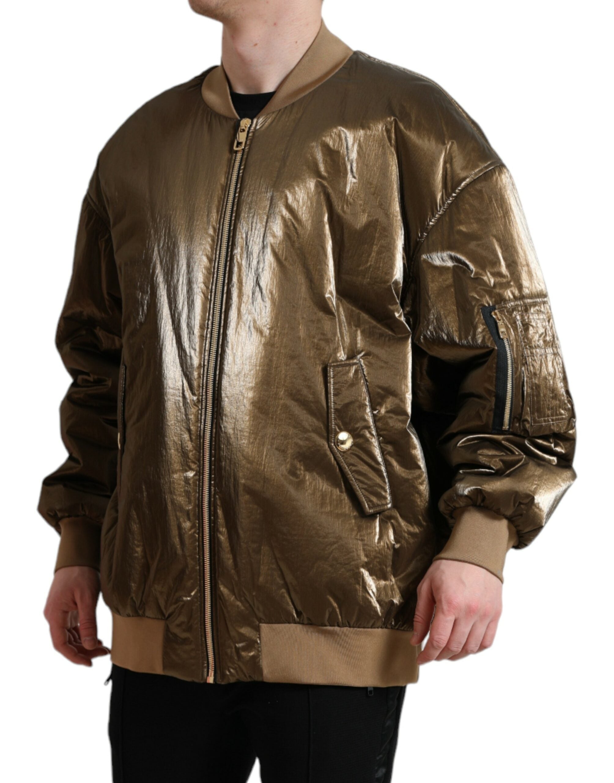 Dolce & Gabbana Bronze Nylon Full Zip Men Bomber Jacket -   -  Dolce & Gabbana. Dolce & Gabbana Bronze Nylon Full Zip Men Bomber Jacket -   -  Dolce & Gabbana.