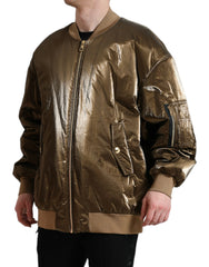 Dolce & Gabbana Bronze Nylon Full Zip Men Bomber Jacket -   -  Dolce & Gabbana.