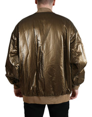 Dolce & Gabbana Bronze Nylon Full Zip Men Bomber Jacket -   -  Dolce & Gabbana.