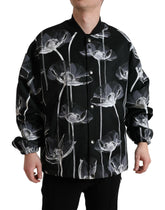 Dolce & Gabbana Black Floral Print Wool Button Down Bomber Jacket -   -  Dolce & Gabbana.