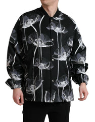 Dolce & Gabbana Black Floral Print Wool Button Down Bomber Jacket -   -  Dolce & Gabbana.