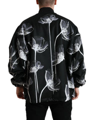 Dolce & Gabbana Black Floral Print Wool Button Down Bomber Jacket -   -  Dolce & Gabbana.