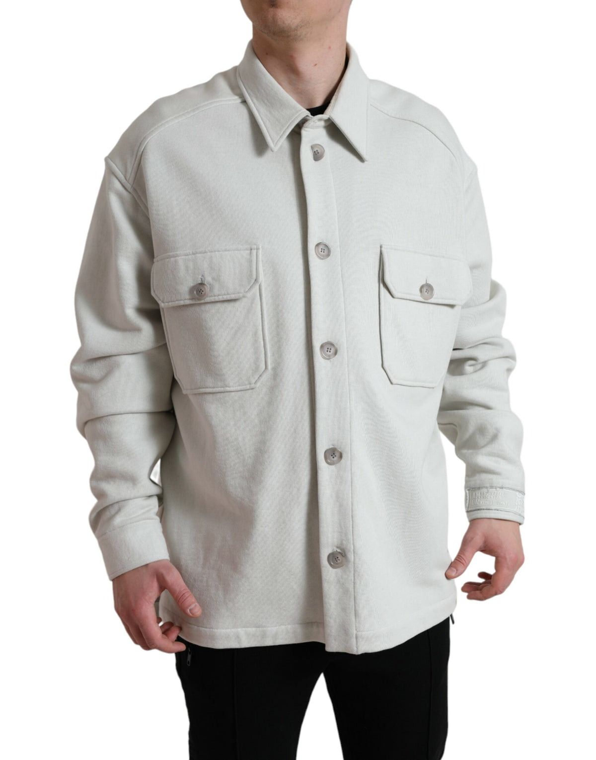 Dolce & Gabbana Grey Cotton Button Down Collared Coat Jacket -   -  Dolce & Gabbana.